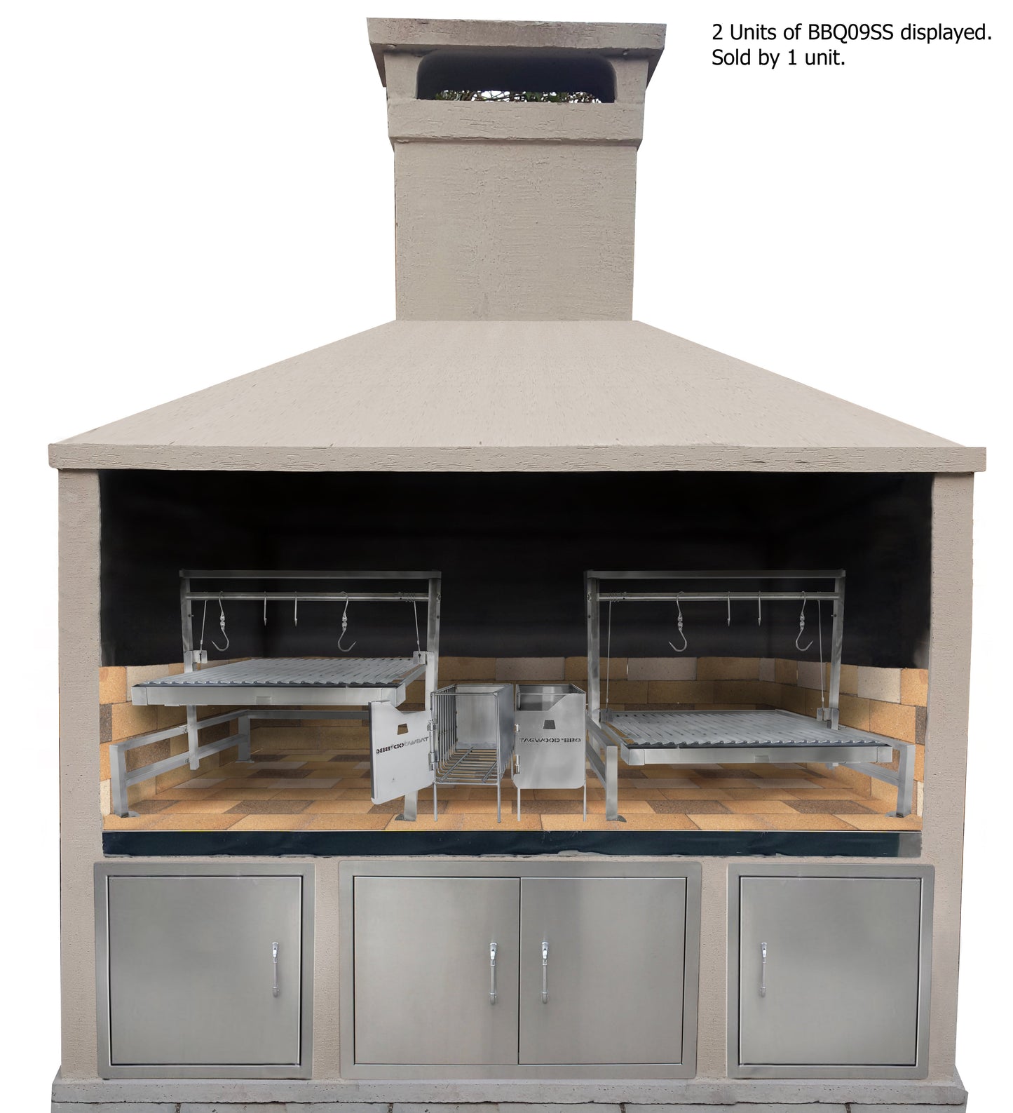 Tagwood BBQ Insert Style Argentine Santa Maria Wood Fire & Charcoal Gaucho Grill without firebricks | BBQ09SS --