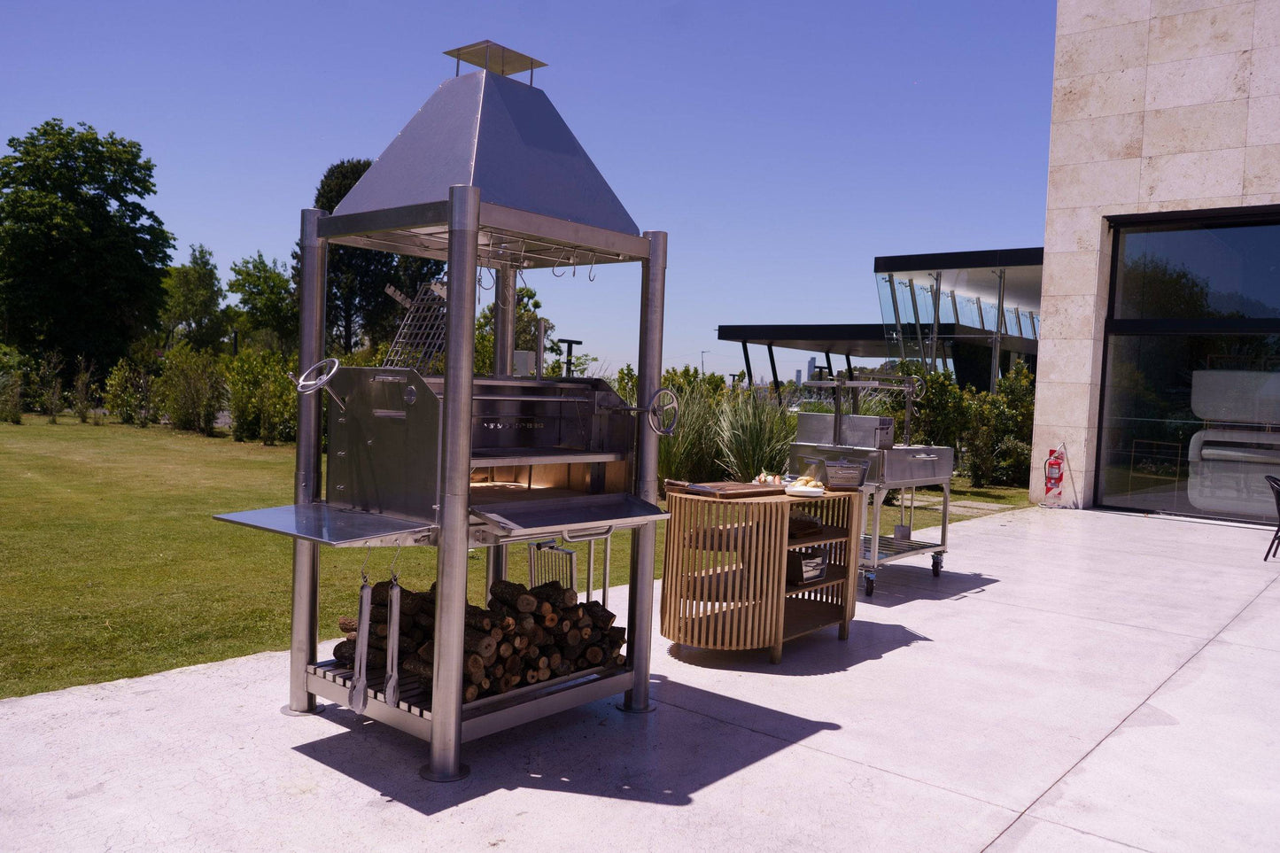 Tagwood BBQ Argentine Santa Maria Wood Fire & Charcoal Gaucho Grill all Stainless Steel | BBQ02SS OPEN FIRE COOKING -