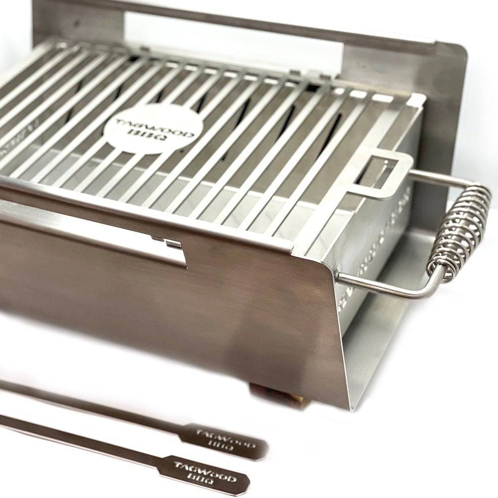 Tagwood BBQ Table Top Warming Brazier | Stainless steel and Acacia wood | BBQ07SS--