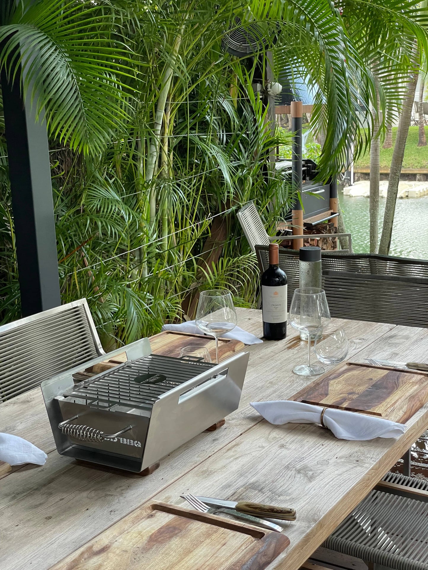 Tagwood BBQ Table Top Warming Brazier | Stainless steel and Acacia wood | BBQ07SS--