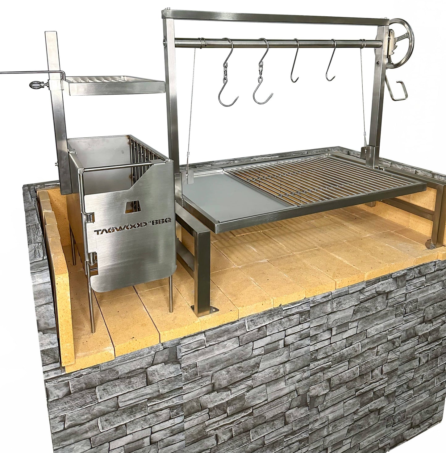 Tagwood BBQ Insert Style Argentine Santa Maria Wood Fire & Charcoal Gaucho Grill without firebricks | BBQ09SS --