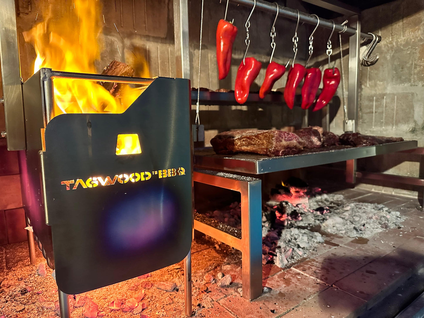 Tagwood BBQ Insert Style Argentine Santa Maria Wood Fire & Charcoal Gaucho Grill without firebricks | BBQ09SS --