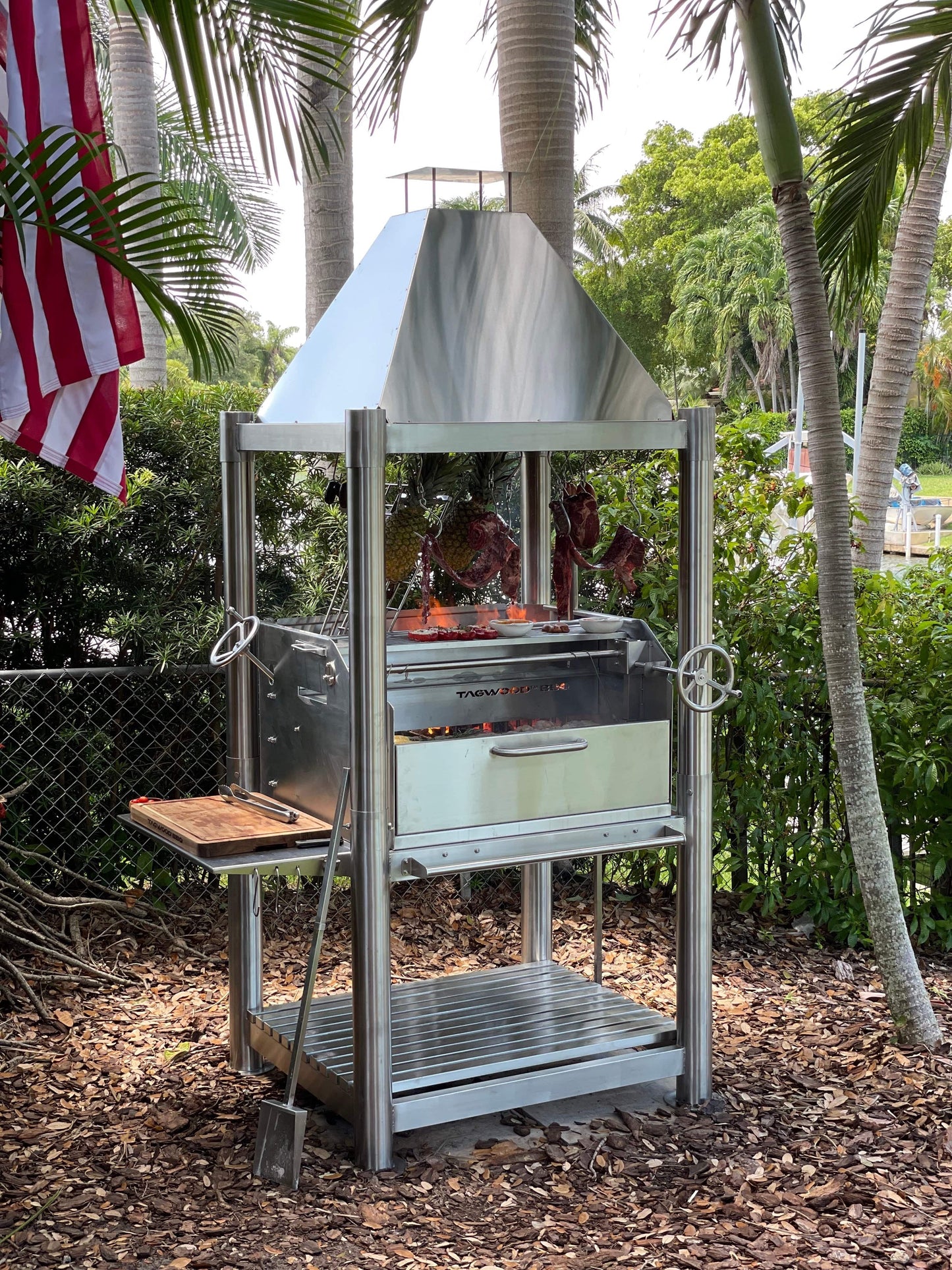 Tagwood BBQ Argentine Santa Maria Wood Fire & Charcoal Gaucho Grill all Stainless Steel | BBQ02SS OPEN FIRE COOKING -