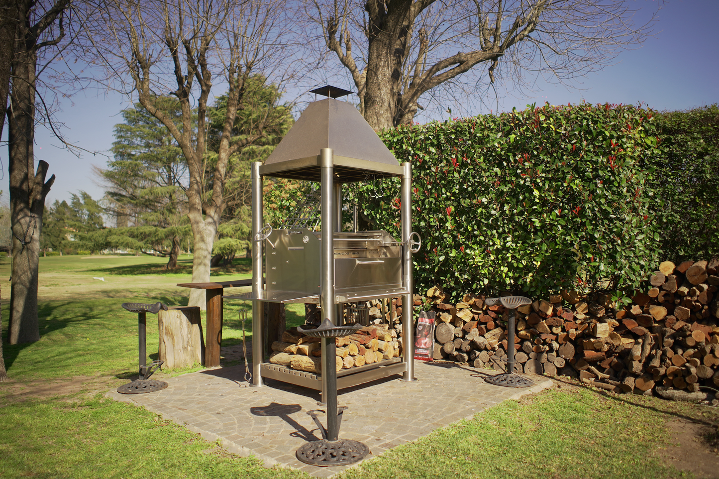 Tagwood BBQ Argentine Santa Maria Wood Fire & Charcoal Gaucho Grill all Stainless Steel | BBQ02SS OPEN FIRE COOKING -