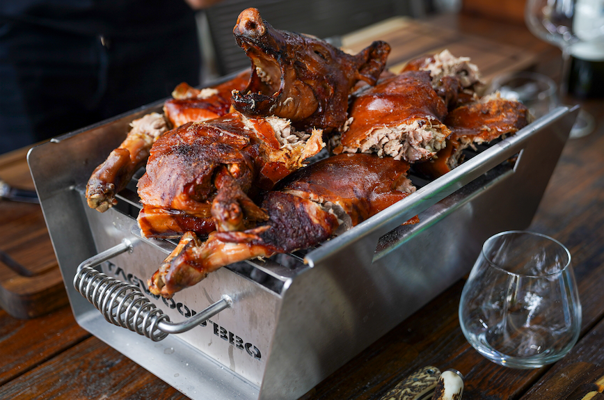 Tagwood BBQ Table Top Warming Brazier | Stainless steel and Acacia wood | BBQ07SS--