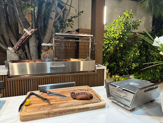 Tagwood BBQ Table Top Warming Brazier | Stainless steel and Acacia wood  | BBQ07SS--