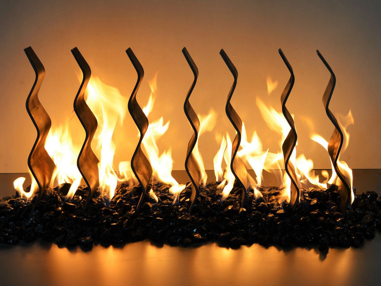 Black Steel Fireplace Waves - 36" x 6"