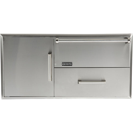 Coyote Outdoor Kitchen Warming Drawer, Single Door & Drawer Cabinet CCD-WD
