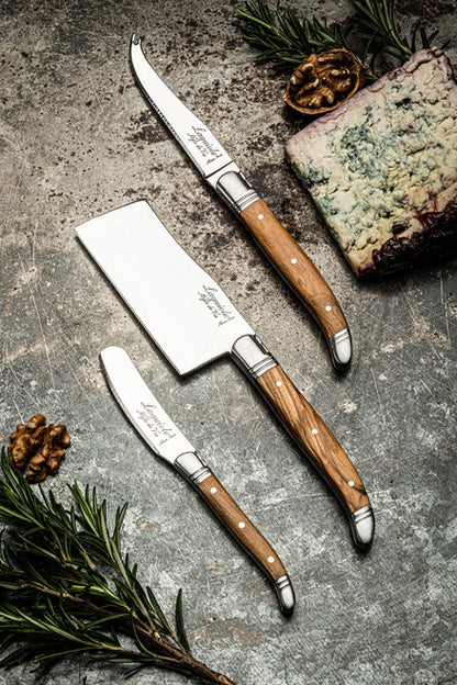 Laguiole Style de Vie Luxury Cheese Knife Set Olive Wood 3Pc