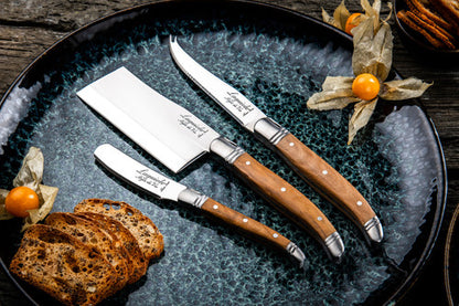 Laguiole Style de Vie Luxury Cheese Knife Set Olive Wood 3Pc