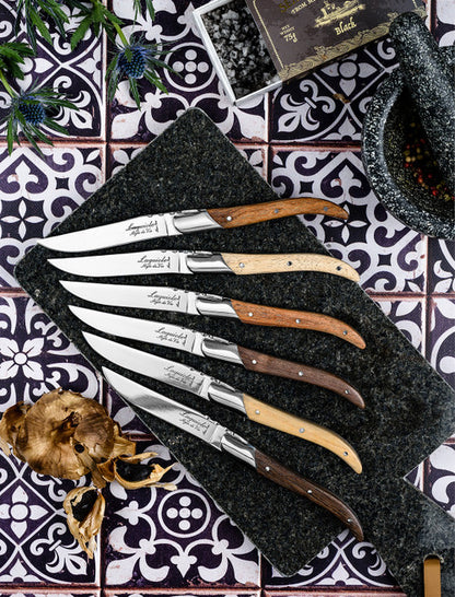 Laguiole Style de Vie Luxury Steak Knife Set Mixed Wood 6Pc