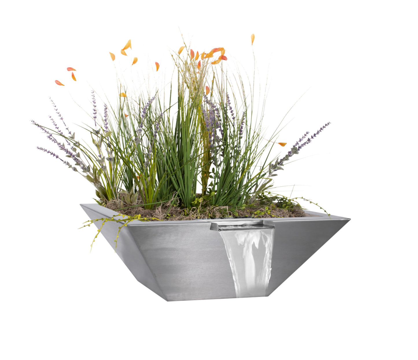 Maya Planter & Water Bowl - Stainless Steel - 24"