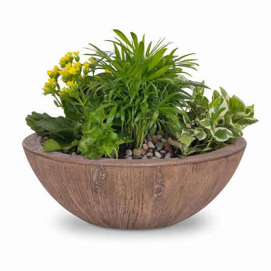 Sedona Planter Bowl - Wood Grain Concrete - Ebony (-EBN)